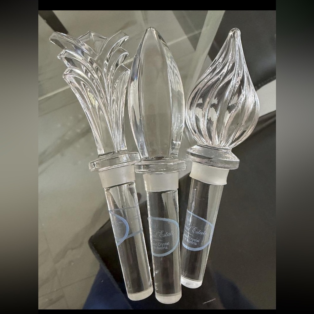 NWT Imperial Estate Austria Crystal Wine Bottle Stoppers — Set of 3 Assorted - Picture 4 of 4
